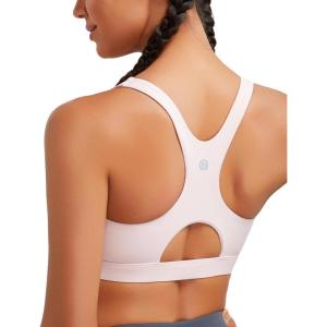 imageRUNNING GIRL Sports Bras for Women High SupportRacerback High Impact Grey Sports Bra Moulded Cup Workout Bra Push upDpink