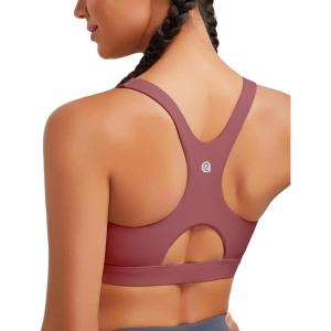 imageRUNNING GIRL Sports Bras for Women High SupportRacerback High Impact Grey Sports Bra Moulded Cup Workout Bra Push upDrose Red