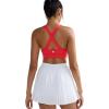 imageRUNNING GIRL Sports Bra for WomenMolded Cup Strappy Running High Impact Sports Bra with Sewn in PadsDeep Red