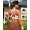 imageRUNNING GIRL Sports Bras for Women High Support Molded Cup High Impact Sports Bras with Sewn in Pads Strappy Yoga BraWhite