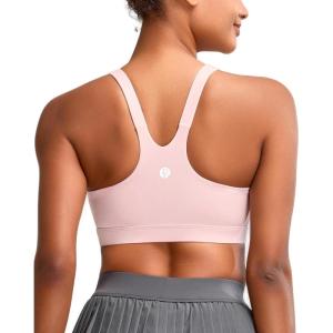 imageRUNNING GIRL Sports Bra for Women Molded Cup High Impact Sports Bras for Women with Sewn in PadsPink