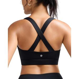 imageRUNNING GIRL Sports Bra for WomenMolded Cup Strappy Running High Impact Sports Bra with Sewn in PadsBlack