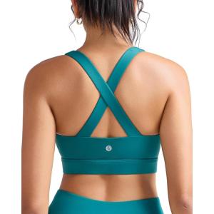 imageRUNNING GIRL Sports Bra for WomenMolded Cup Strappy Running High Impact Sports Bra with Sewn in PadsTeal