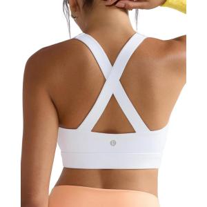 imageRUNNING GIRL Sports Bra for WomenMolded Cup Strappy Running High Impact Sports Bra with Sewn in PadsWhite