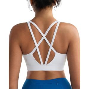 imageRUNNING GIRL Sports Bras for Women High Support Molded Cup High Impact Sports Bras with Sewn in Pads Strappy Yoga BraWhite