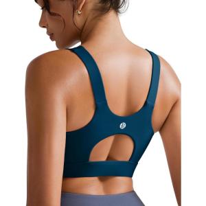 imageRUNNING GIRL Sports Bras for Women PaddedScoop Neck Racerback Sports Bra Medium Support Workout Yoga BraNavy