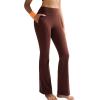imageRUNNING GIRL Flare Pants with Pockets High Waist Yoga Pants Buttery Soft Bootcut Wide Leg Leggings for WomenBrown