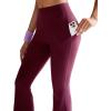 imageRUNNING GIRL Flare Pants with Pockets High Waist Yoga Pants Buttery Soft Bootcut Wide Leg Leggings for WomenMaroon