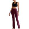 imageRUNNING GIRL Flare Pants with Pockets High Waist Yoga Pants Buttery Soft Bootcut Wide Leg Leggings for WomenMaroon