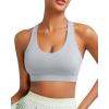 imageRUNNING GIRL Sports Bras for Women CrissCross Back Padded Strappy Sports Bras Medium Support Yoga Bra with Removable Cups1grey