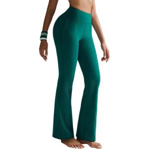 imageRUNNING GIRL Flare Pants with Pockets High Waist Yoga Pants Buttery Soft Bootcut Wide Leg Leggings for WomenTeal