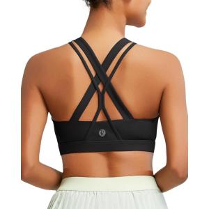 imageRUNNING GIRL Sports Bras for Women CrissCross Back Padded Strappy Sports Bras Medium Support Yoga Bra with Removable Cups1black