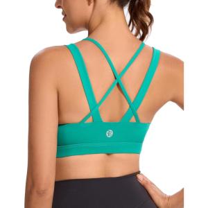 imageRUNNING GIRL Sports Bras for Women CrissCross Back Padded Strappy Sports Bras Medium Support Yoga Bra with Removable CupsDvivid Green
