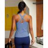 imageRUNNING GIRL Tank top with Built in Bra for WomenCompression Shirts Crisscross Back Workout Yoga TopsLight Blue