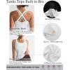 imageRUNNING GIRL Tank top with Built in Bra for WomenCompression Shirts Crisscross Back Workout Yoga TopsWhite