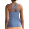 imageRUNNING GIRL Tank top with Built in Bra for WomenCompression Shirts Crisscross Back Workout Yoga TopsLight Blue