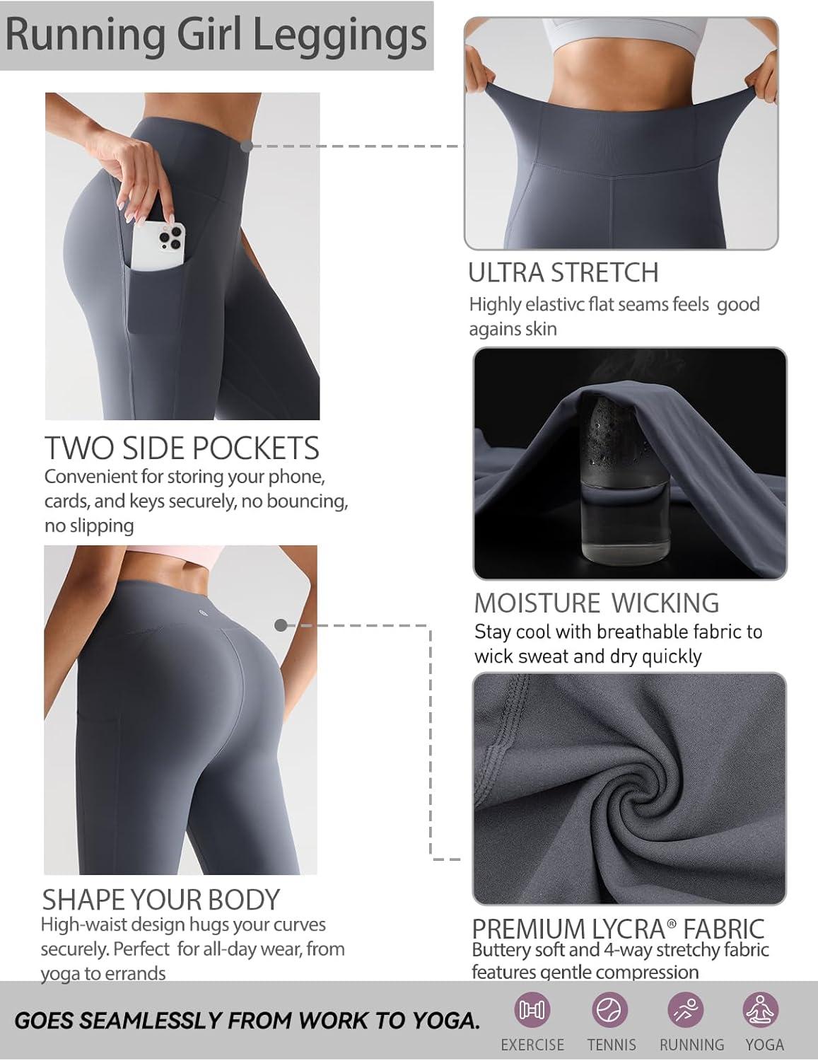 imageRUNNING GIRL Leggings for Women with PocketsFull Length High Waist Buttery Soft Workout Leggings Yoga PantsMysterious Grey