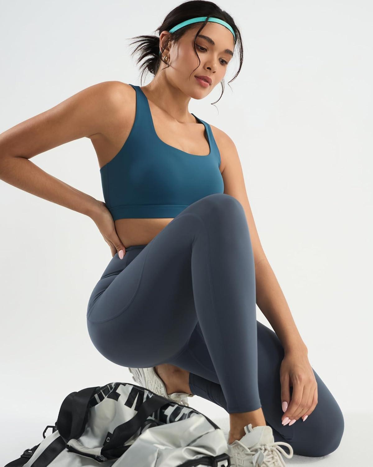 imageRUNNING GIRL Leggings with Pockets for Women Tummy Control 25quot High Waisted Yoga Pants Buttery Soft Gym Workout Yoga LeggingsCharcoal Grey