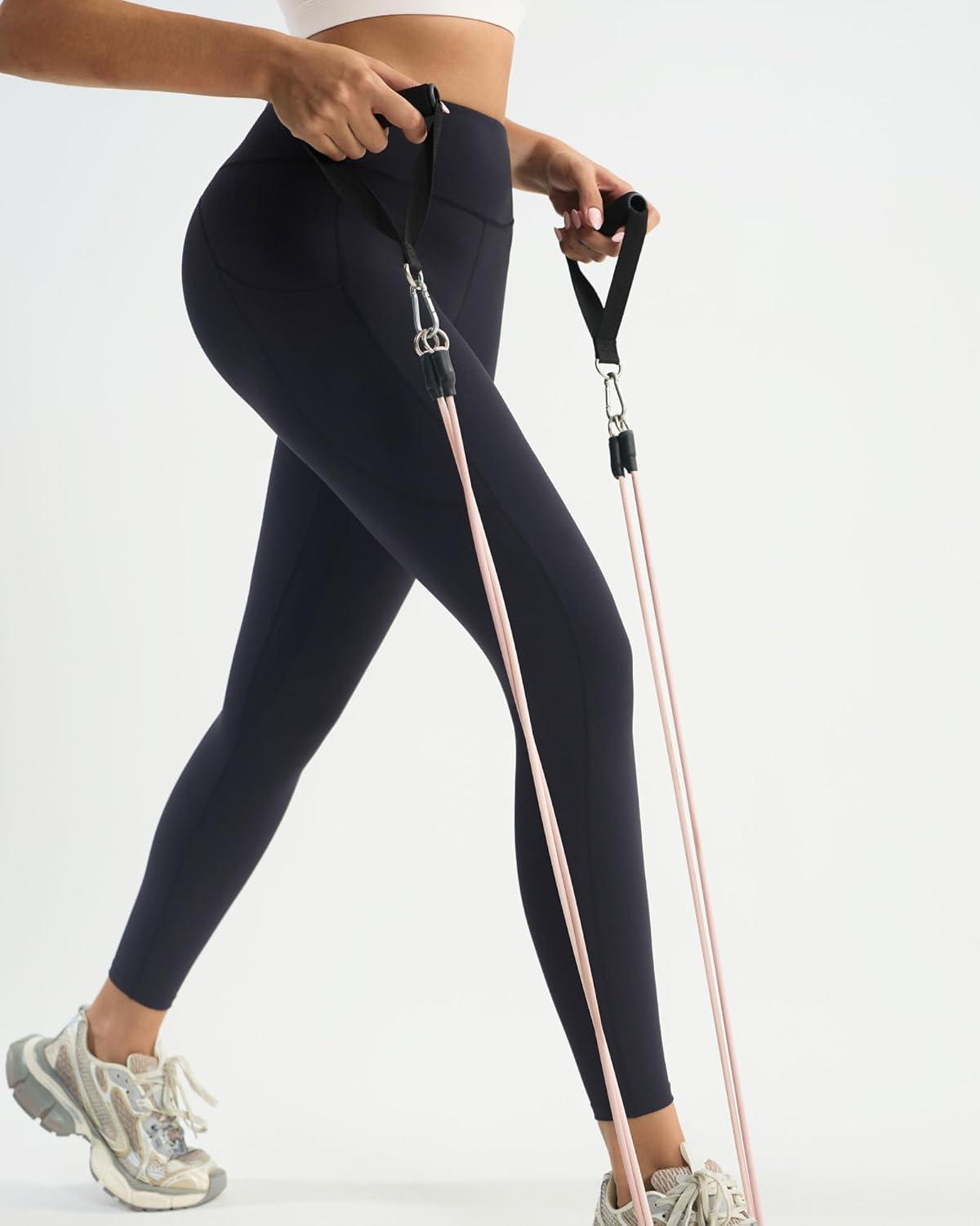 imageRUNNING GIRL Leggings with Pockets for Women Tummy Control 25quot High Waisted Yoga Pants Buttery Soft Gym Workout Yoga LeggingsJet Black