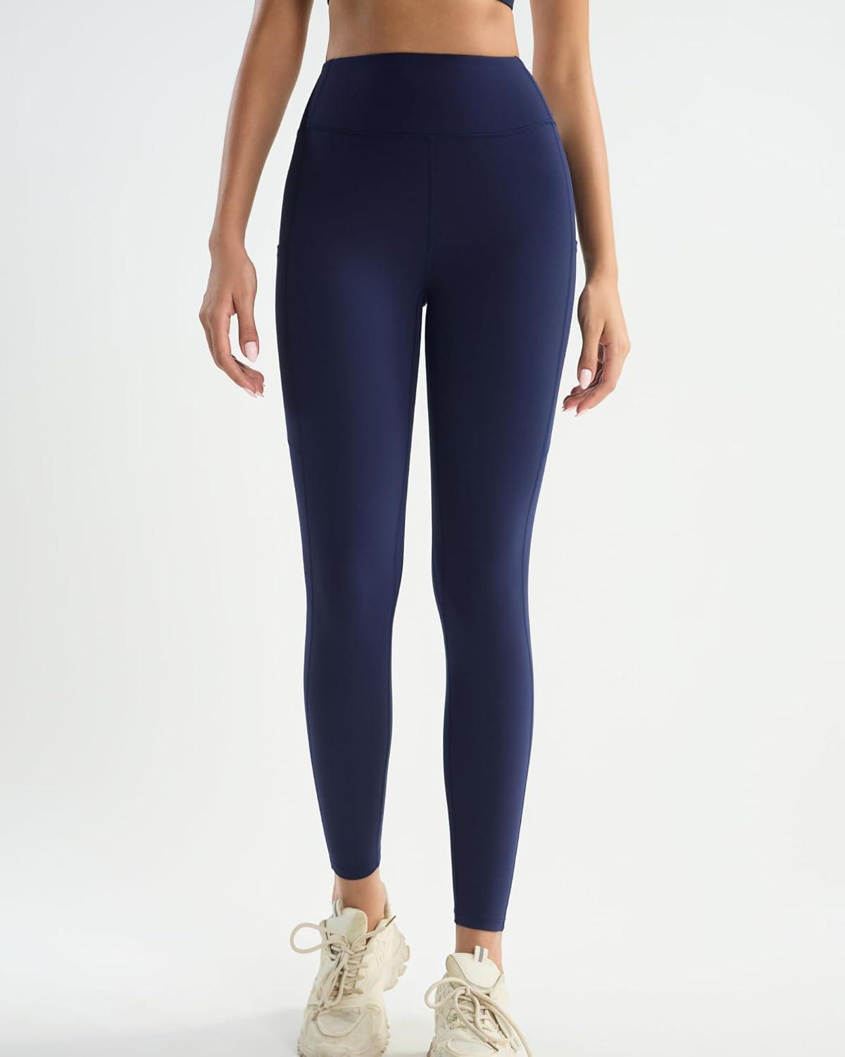 imageRUNNING GIRL Leggings with Pockets for Women Tummy Control 25quot High Waisted Yoga Pants Buttery Soft Gym Workout Yoga LeggingsNavy Blue