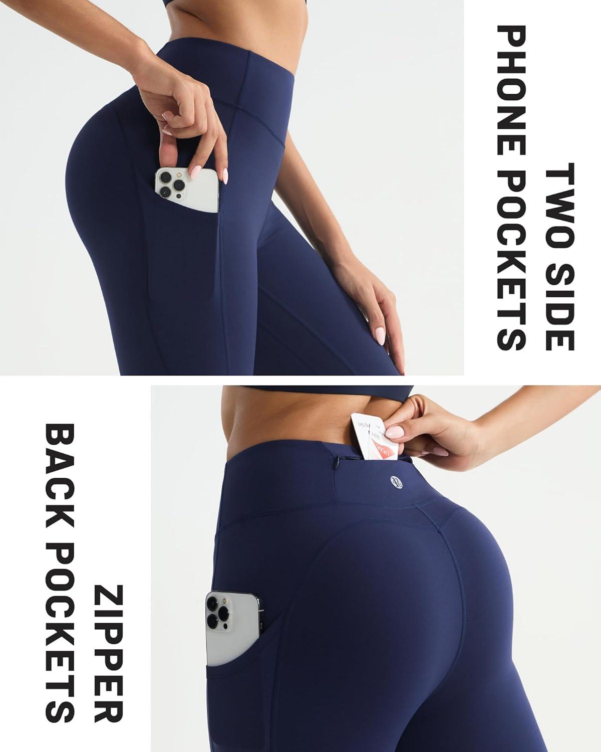 imageRUNNING GIRL Leggings with Pockets for Women Tummy Control 25quot High Waisted Yoga Pants Buttery Soft Gym Workout Yoga LeggingsNavy Blue