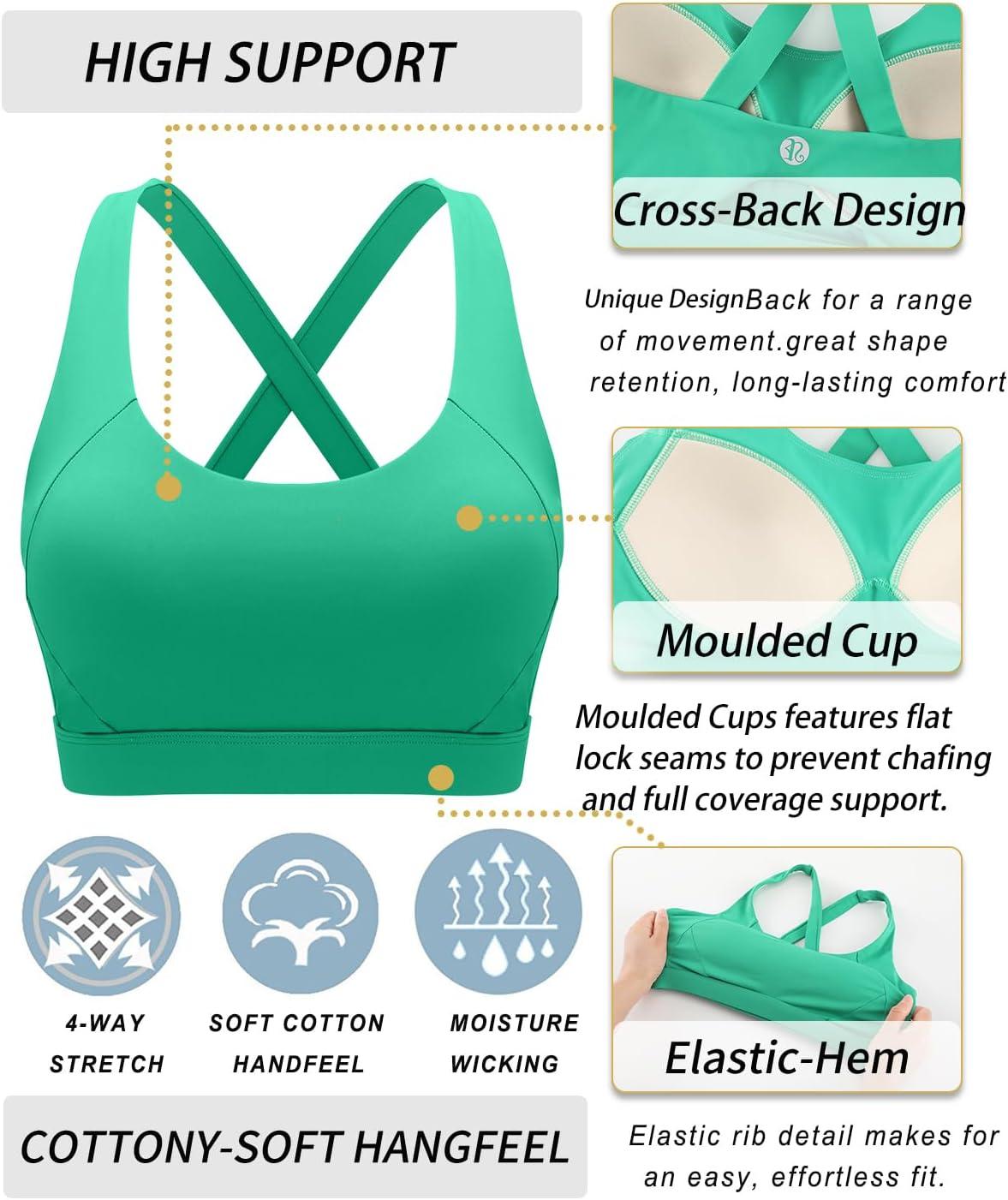 imageRUNNING GIRL Sports Bra for Women High SupportMolded Cup Strappy Running Sports Bras with Sewn in PadsBright Green