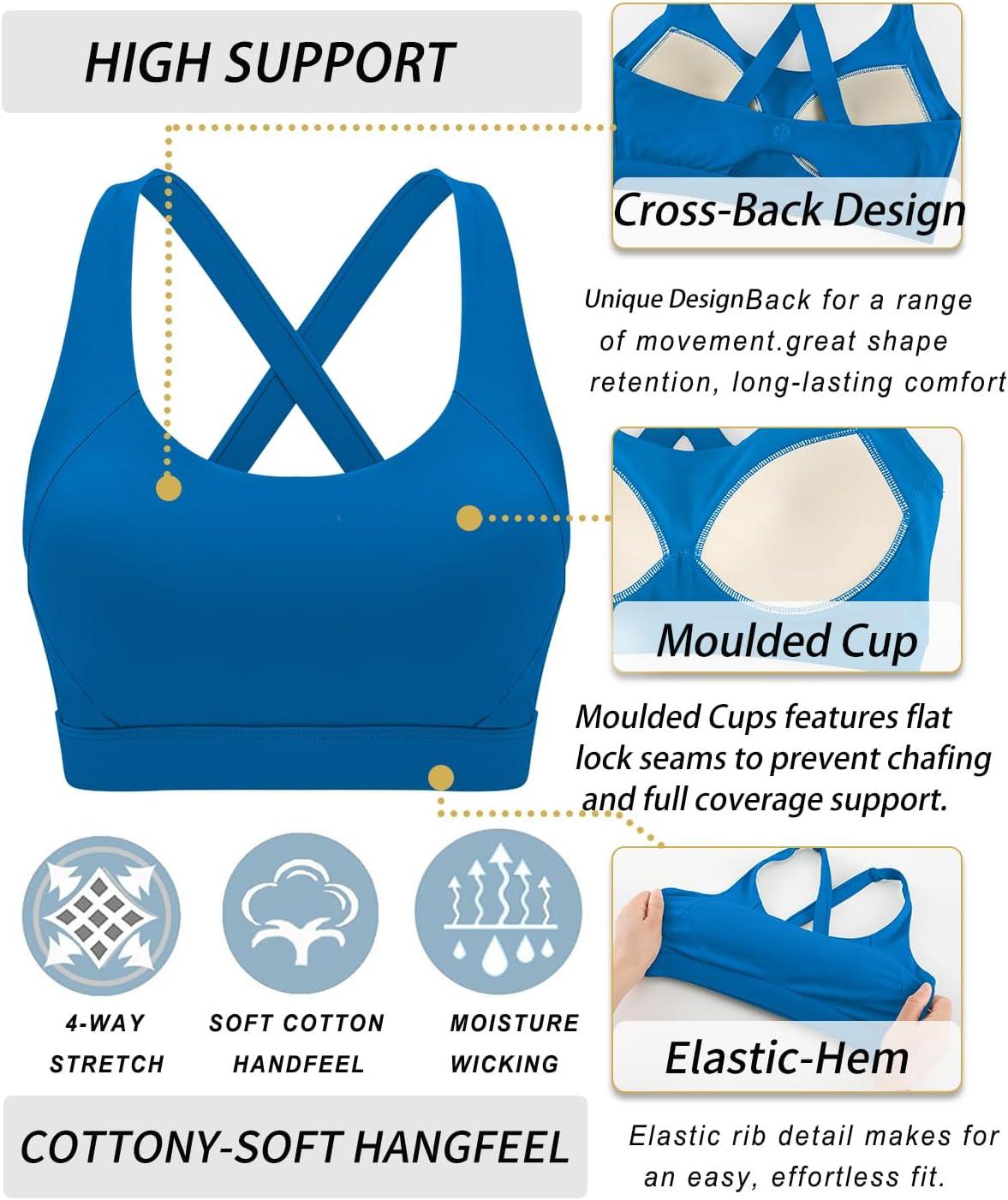 imageRUNNING GIRL Sports Bra for Women High SupportMolded Cup Strappy Running Sports Bras with Sewn in PadsBrilliant Blue