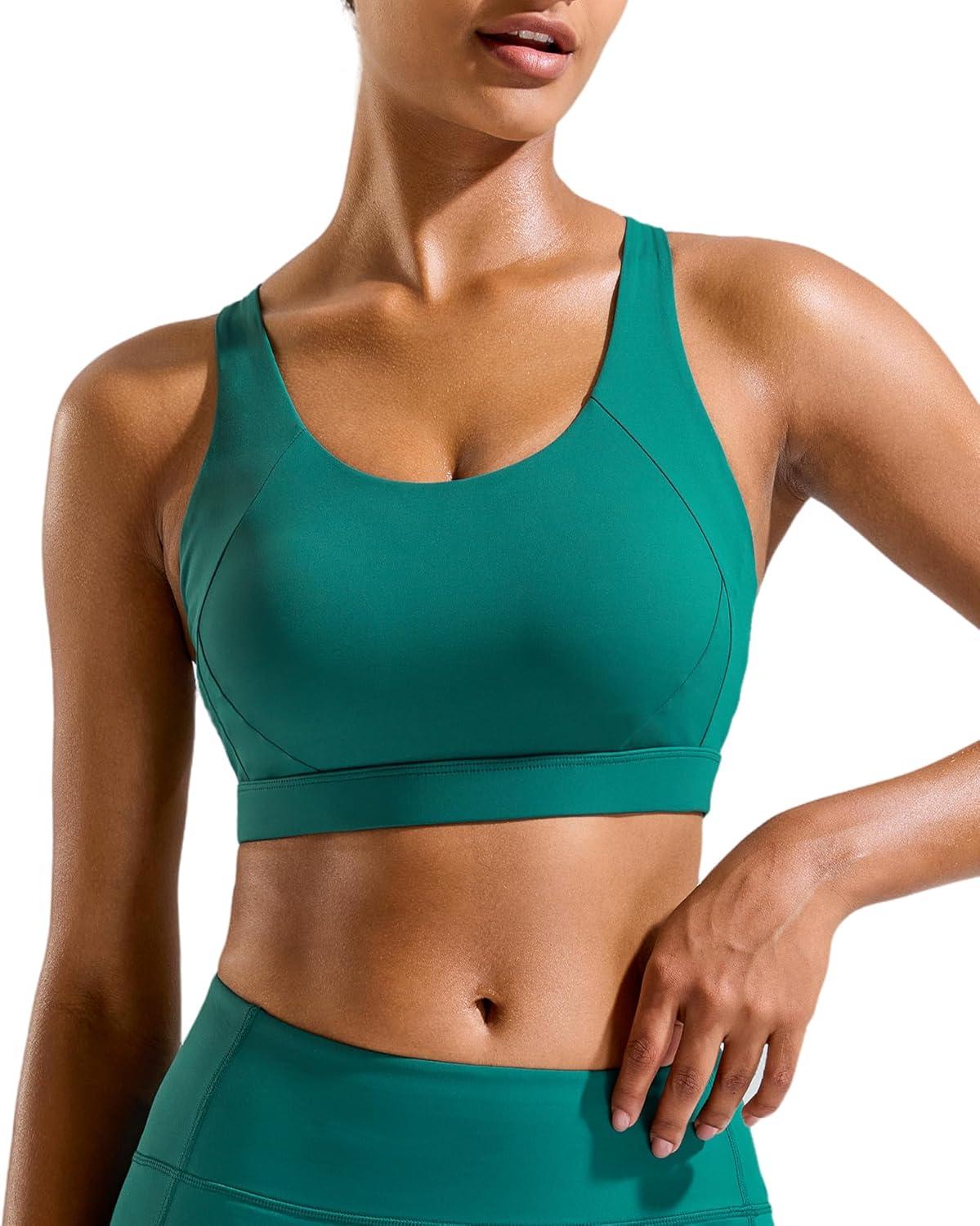 imageRUNNING GIRL Sports Bra for Women High SupportMolded Cup Strappy Running Sports Bras with Sewn in PadsTeal
