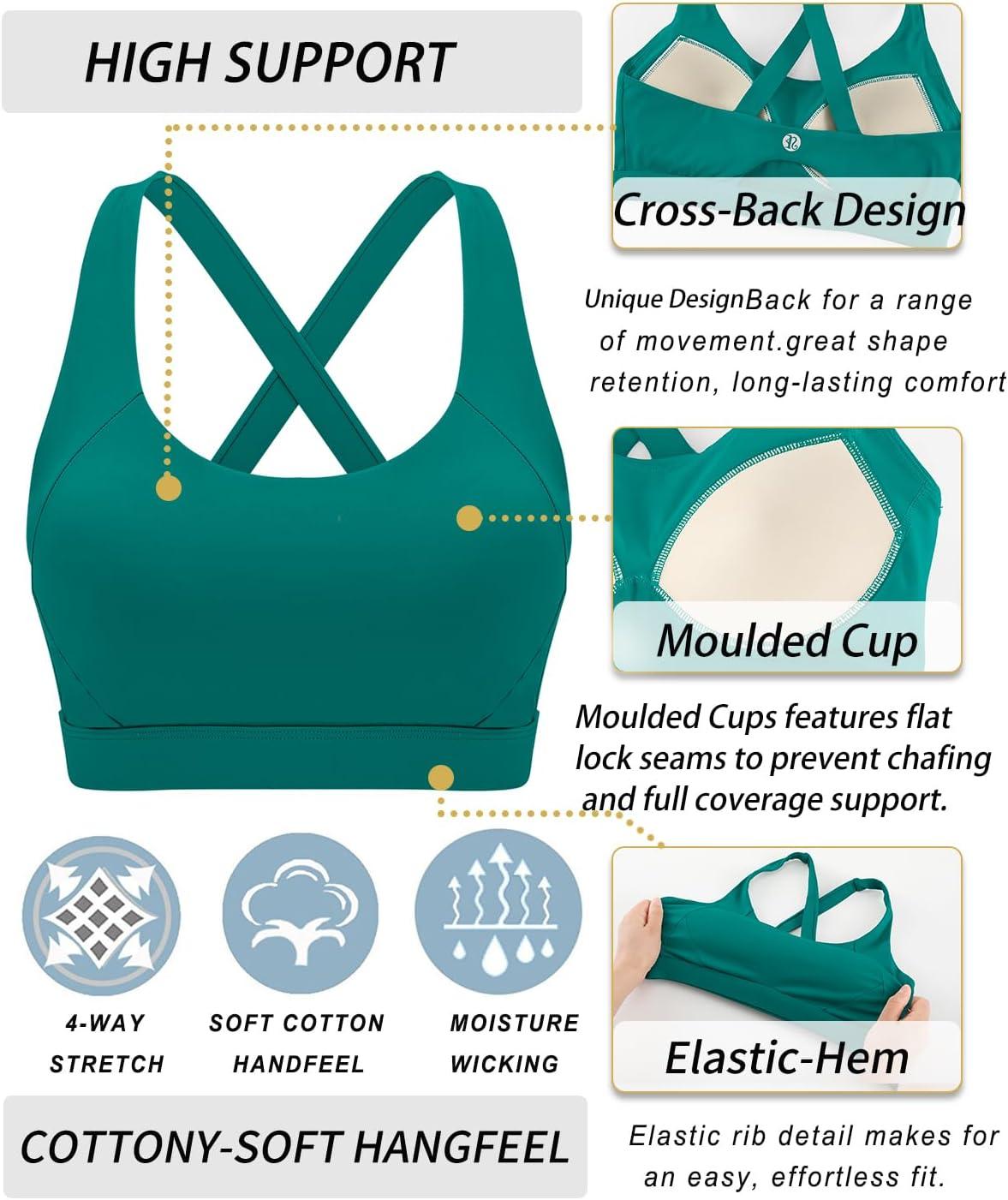 imageRUNNING GIRL Sports Bra for Women High SupportMolded Cup Strappy Running Sports Bras with Sewn in PadsTeal