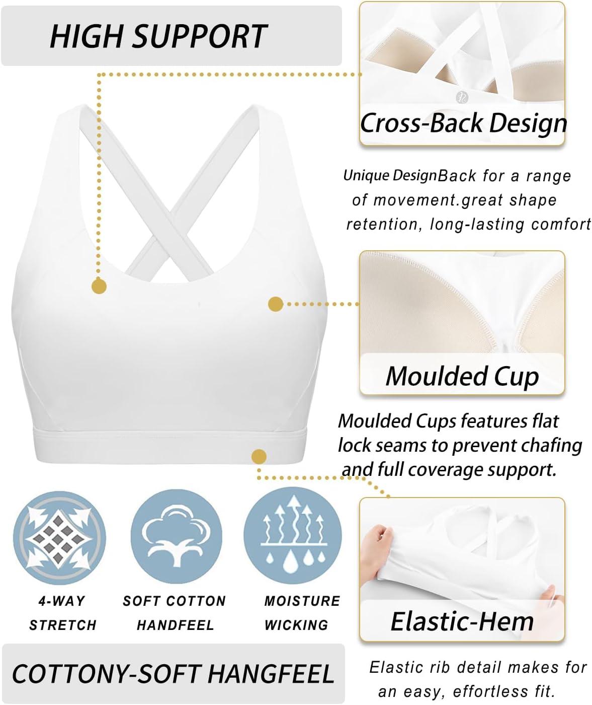 imageRUNNING GIRL Sports Bra for Women High SupportMolded Cup Strappy Running Sports Bras with Sewn in PadsWhite