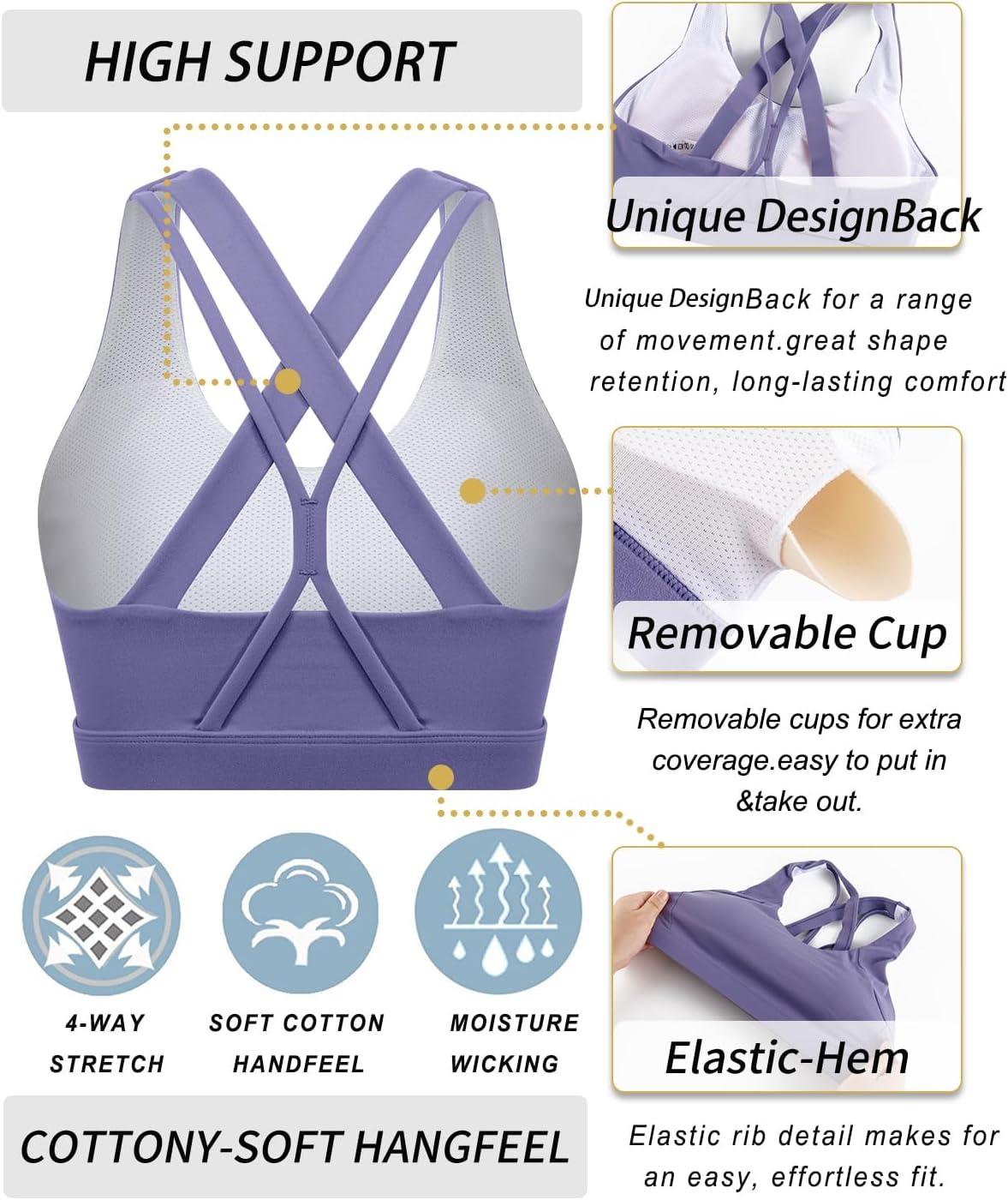 imageRUNNING GIRL Sports Bras for Women CrissCross Back Padded Strappy Sports Bras Medium Support Yoga Bra with Removable Cups1amethyst