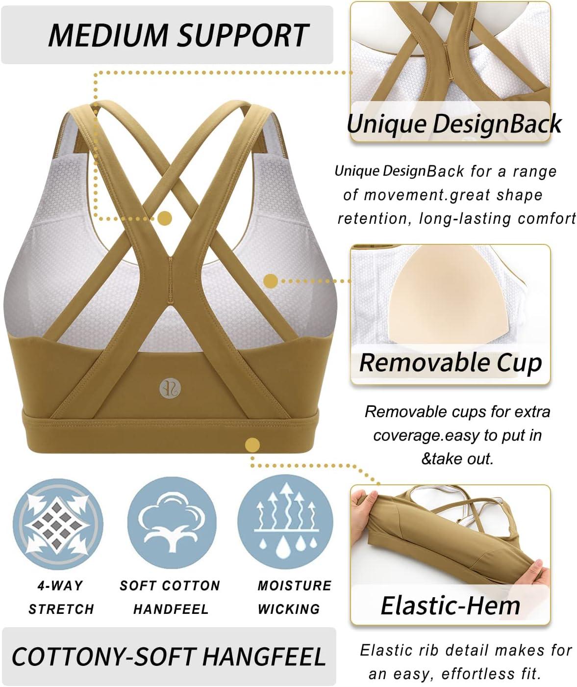 imageRUNNING GIRL Sports Bras for Women CrissCross Back Padded Strappy Sports Bras Medium Support Yoga Bra with Removable CupsAcopper Brown