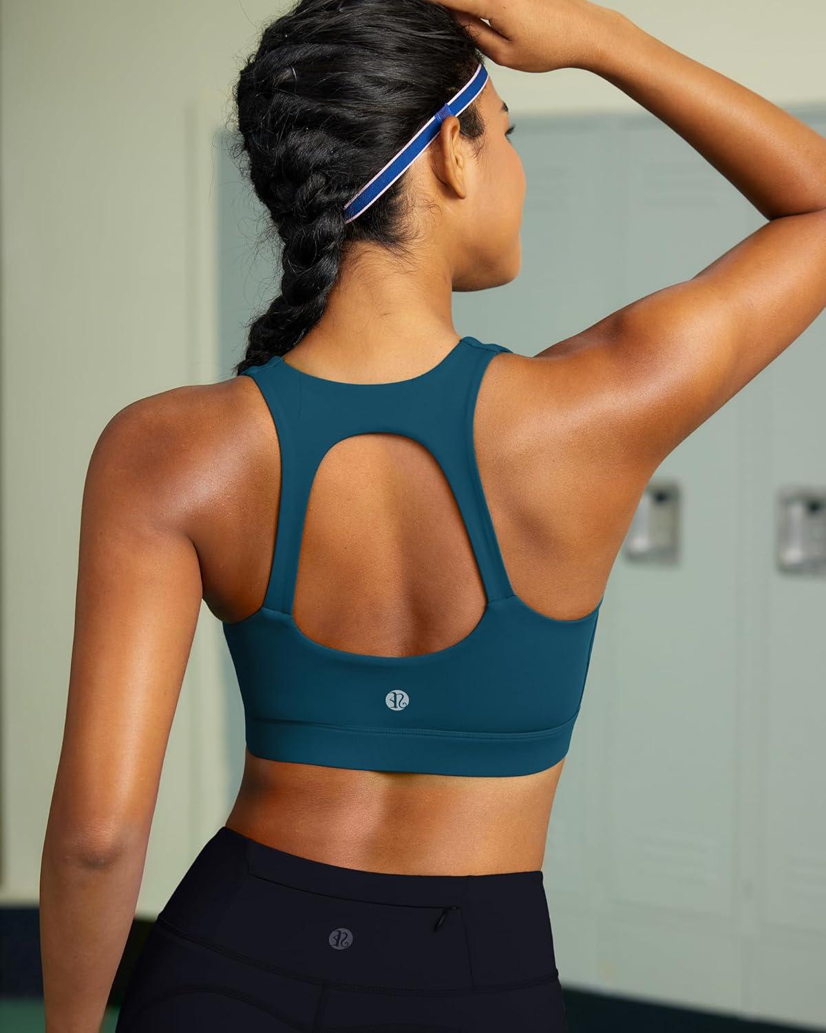 imageRUNNING GIRL Sports Bras for Women High SupportRacerback High Impact Grey Sports Bra Moulded Cup Workout Bra Push upZnavy