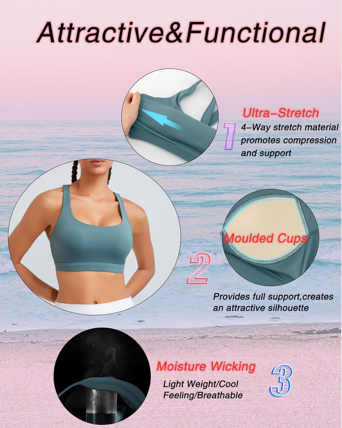 imageRUNNING GIRL Sports Bras for Women Molded Cup High Impact Sports Bra Workout Bras for Women High Support RacerbackAash Green