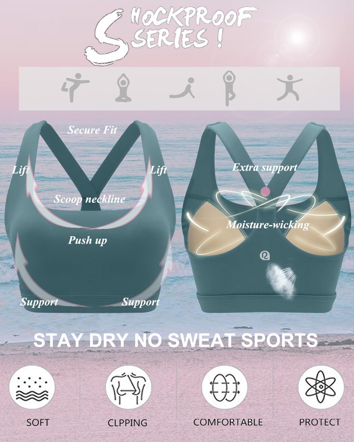 imageRUNNING GIRL Sports Bras for Women Molded Cup High Impact Sports Bra Workout Bras for Women High Support RacerbackAash Green