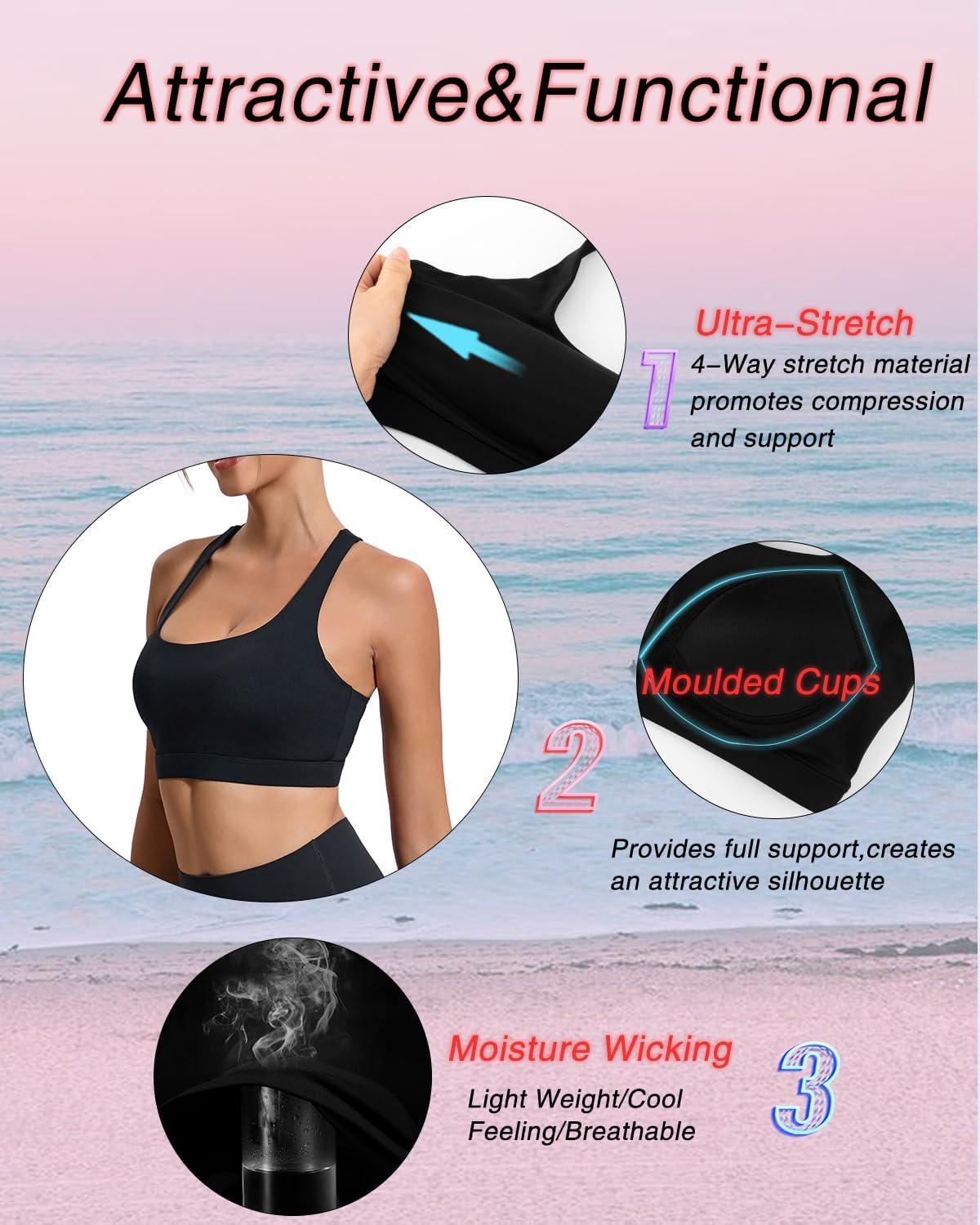 imageRUNNING GIRL Sports Bras for Women Molded Cup High Impact Sports Bra Workout Bras for Women High Support RacerbackAblack