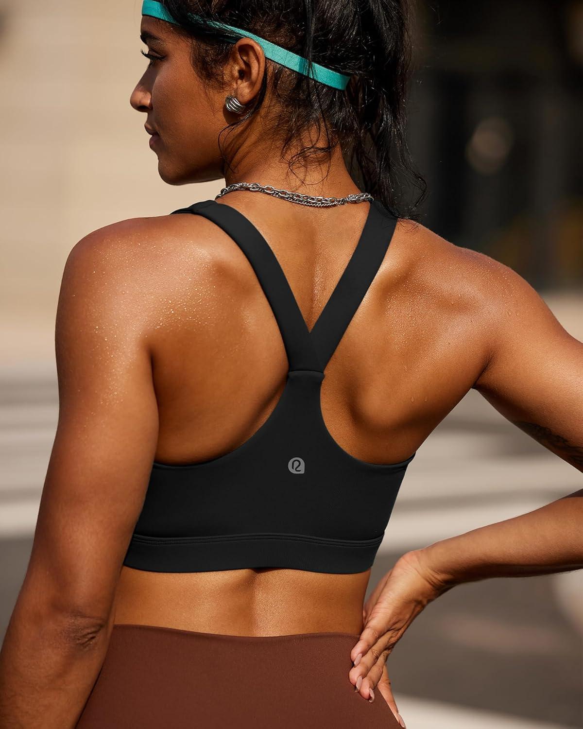 imageRUNNING GIRL Sports Bras for Women Molded Cup High Impact Sports Bra Workout Bras for Women High Support RacerbackAblack