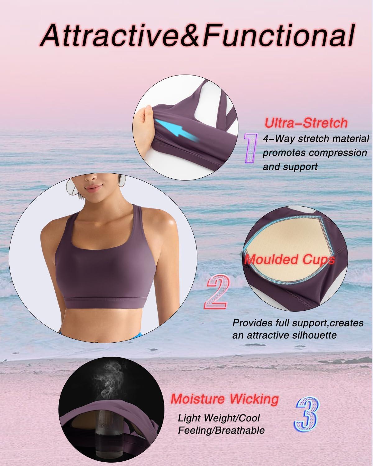 imageRUNNING GIRL Sports Bras for Women Molded Cup High Impact Sports Bra Workout Bras for Women High Support RacerbackApurple