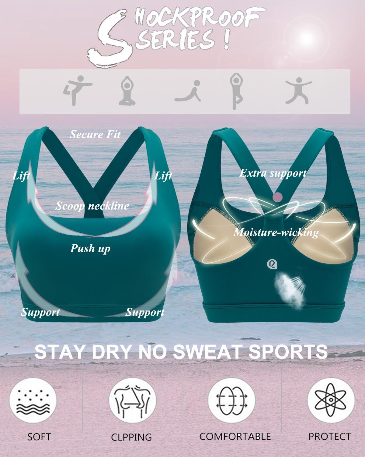 imageRUNNING GIRL Sports Bras for Women Molded Cup High Impact Sports Bra Workout Bras for Women High Support RacerbackAstorm Teal