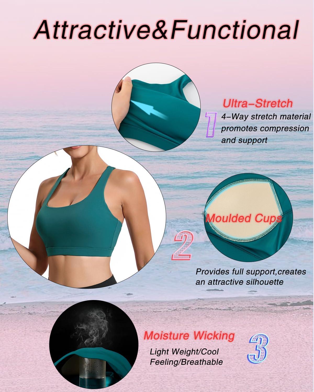 imageRUNNING GIRL Sports Bras for Women Molded Cup High Impact Sports Bra Workout Bras for Women High Support RacerbackAstorm Teal