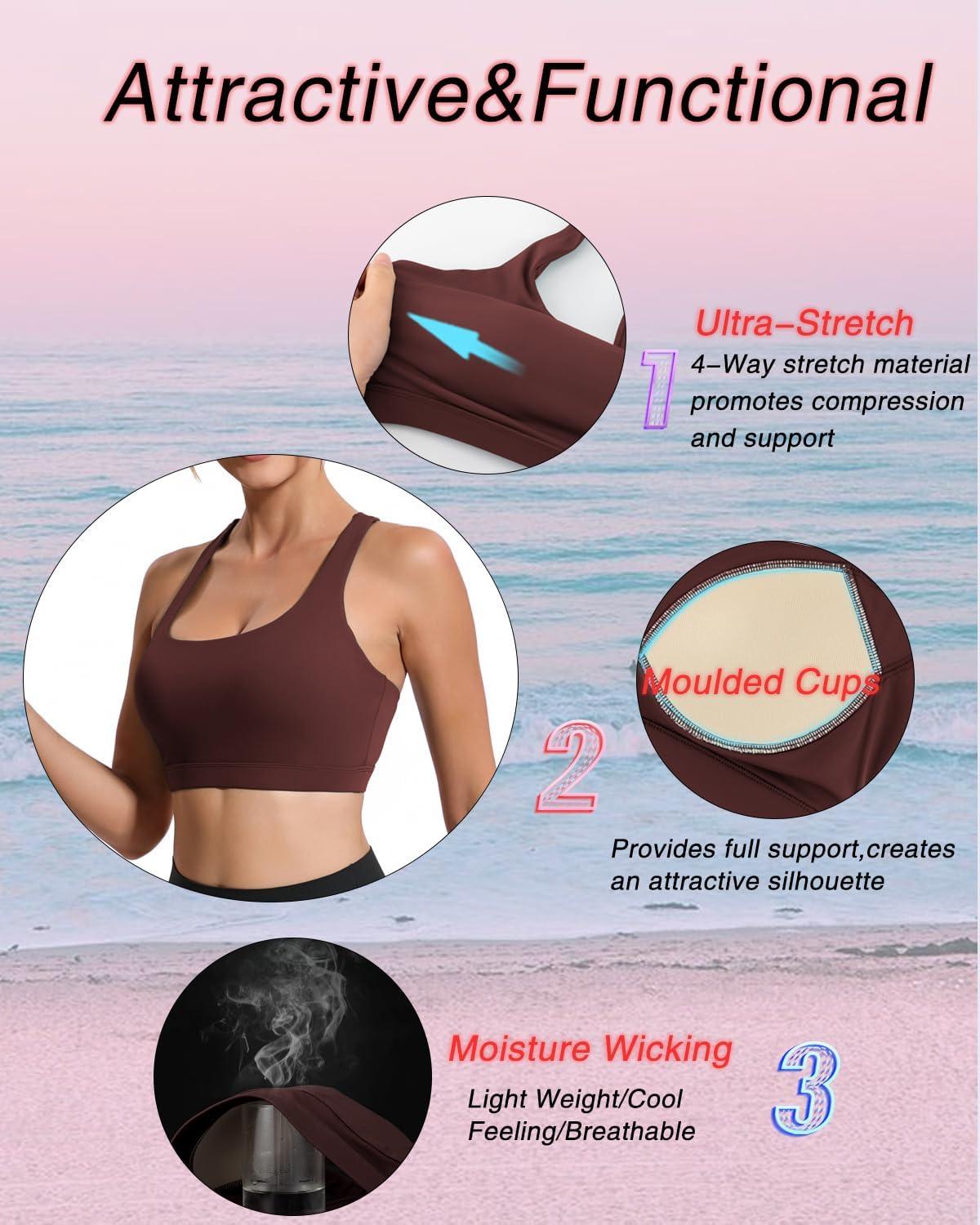 imageRUNNING GIRL Sports Bras for Women Molded Cup High Impact Sports Bra Workout Bras for Women High Support RacerbackAtaupe