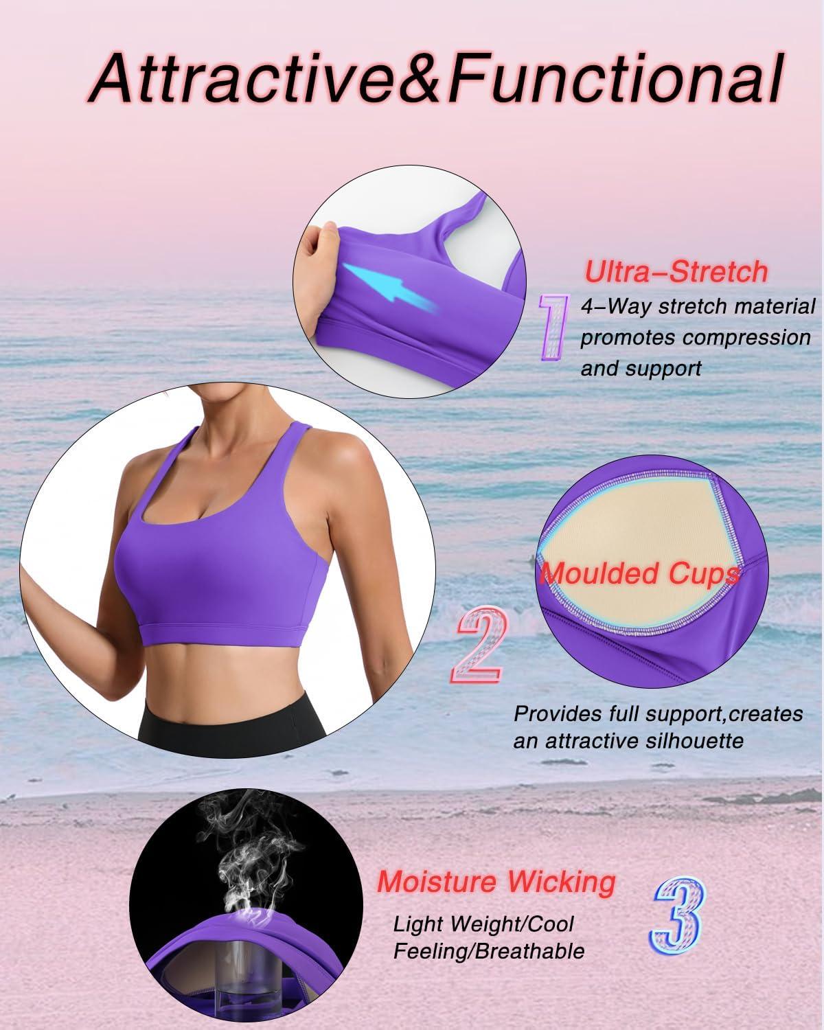 imageRUNNING GIRL Sports Bras for Women Molded Cup High Impact Sports Bra Workout Bras for Women High Support RacerbackAviolet