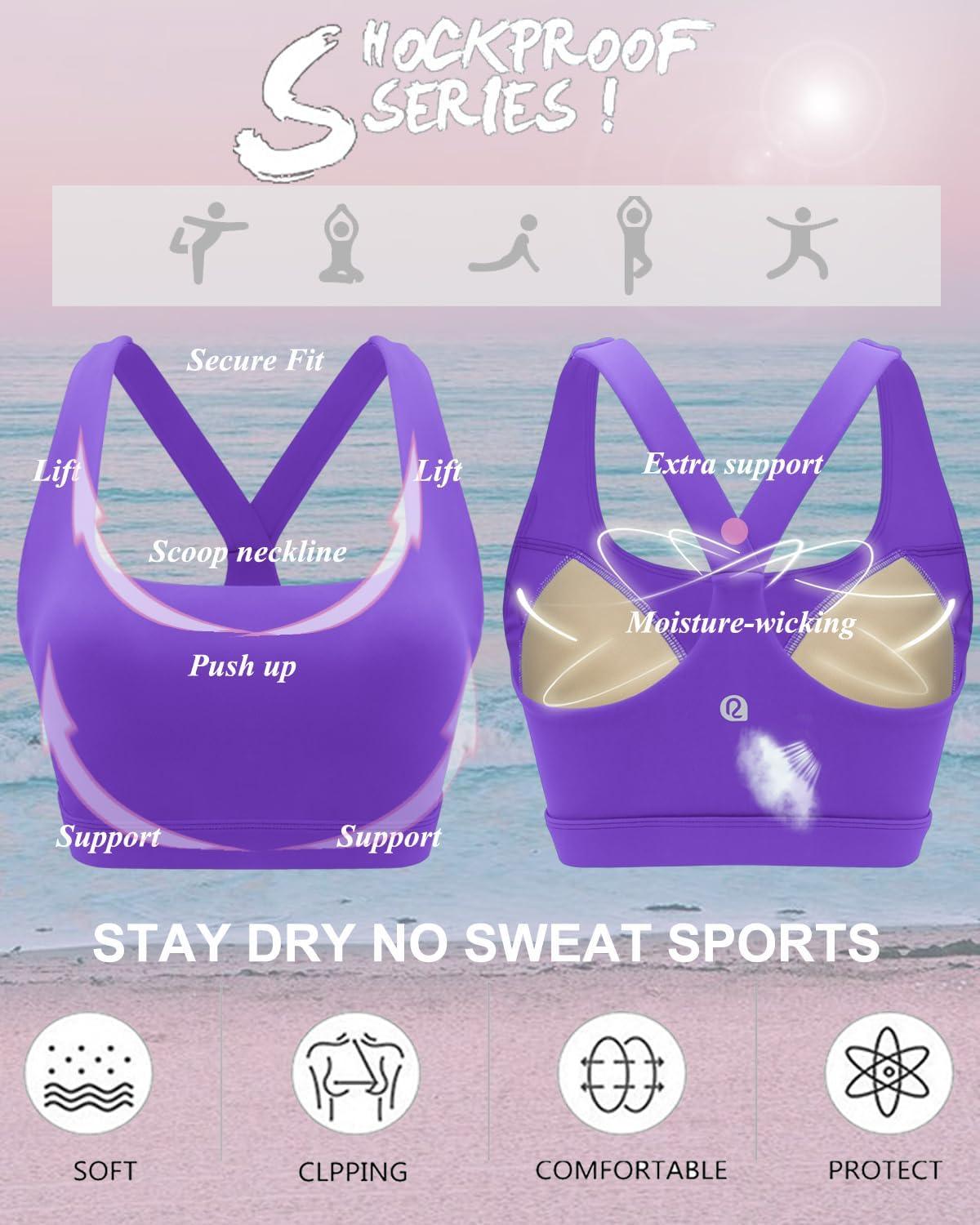 imageRUNNING GIRL Sports Bras for Women Molded Cup High Impact Sports Bra Workout Bras for Women High Support RacerbackAviolet