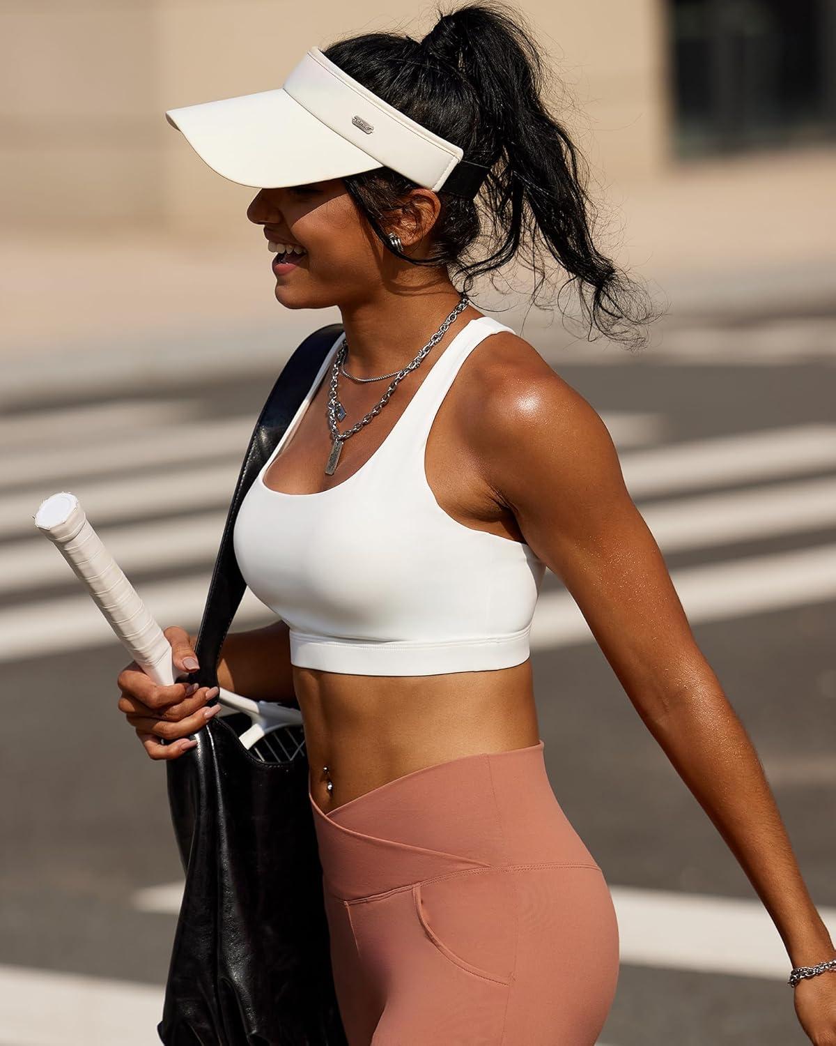 imageRUNNING GIRL Sports Bras for Women Molded Cup High Impact Sports Bra Workout Bras for Women High Support RacerbackAwhite