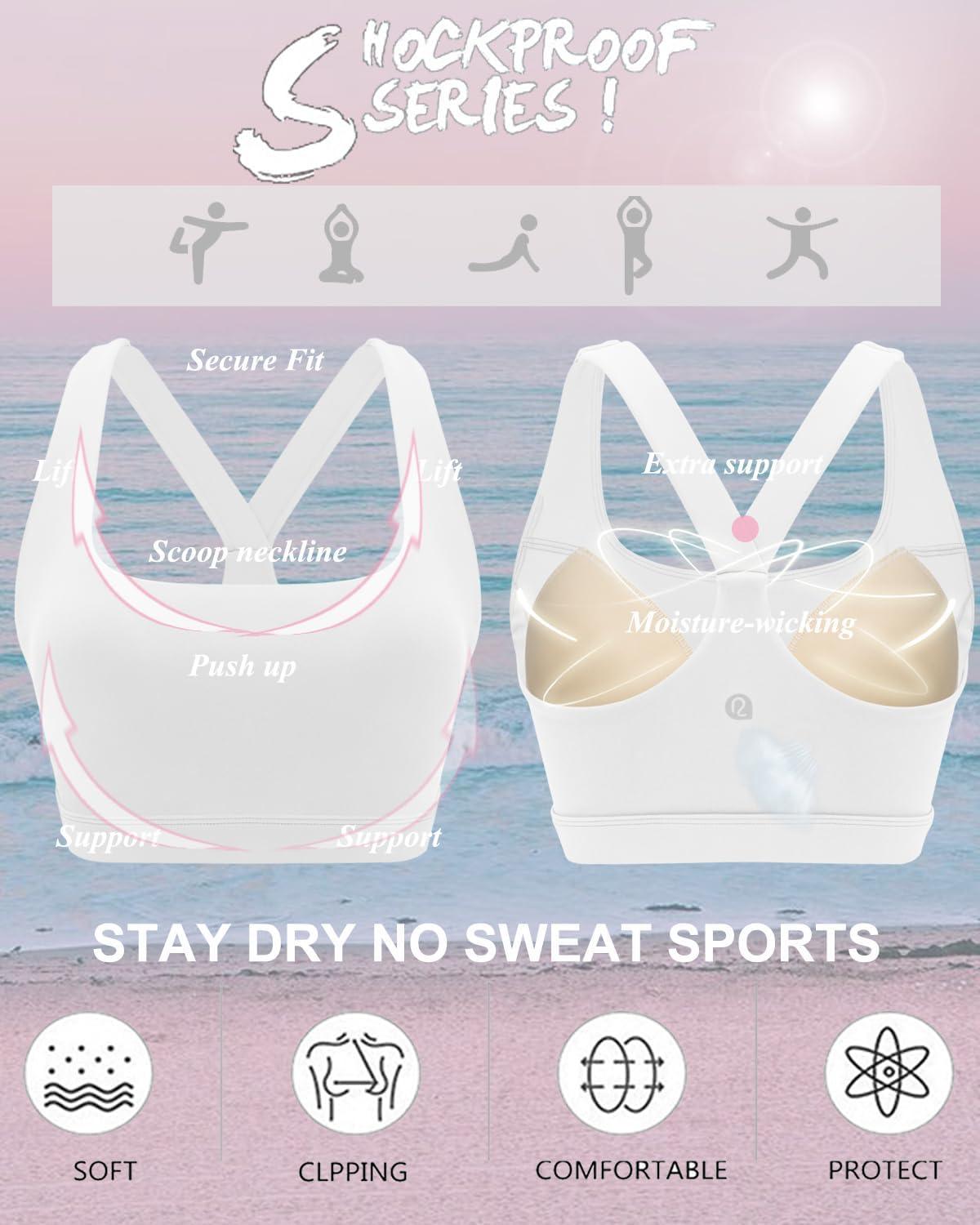 imageRUNNING GIRL Sports Bras for Women Molded Cup High Impact Sports Bra Workout Bras for Women High Support RacerbackAwhite