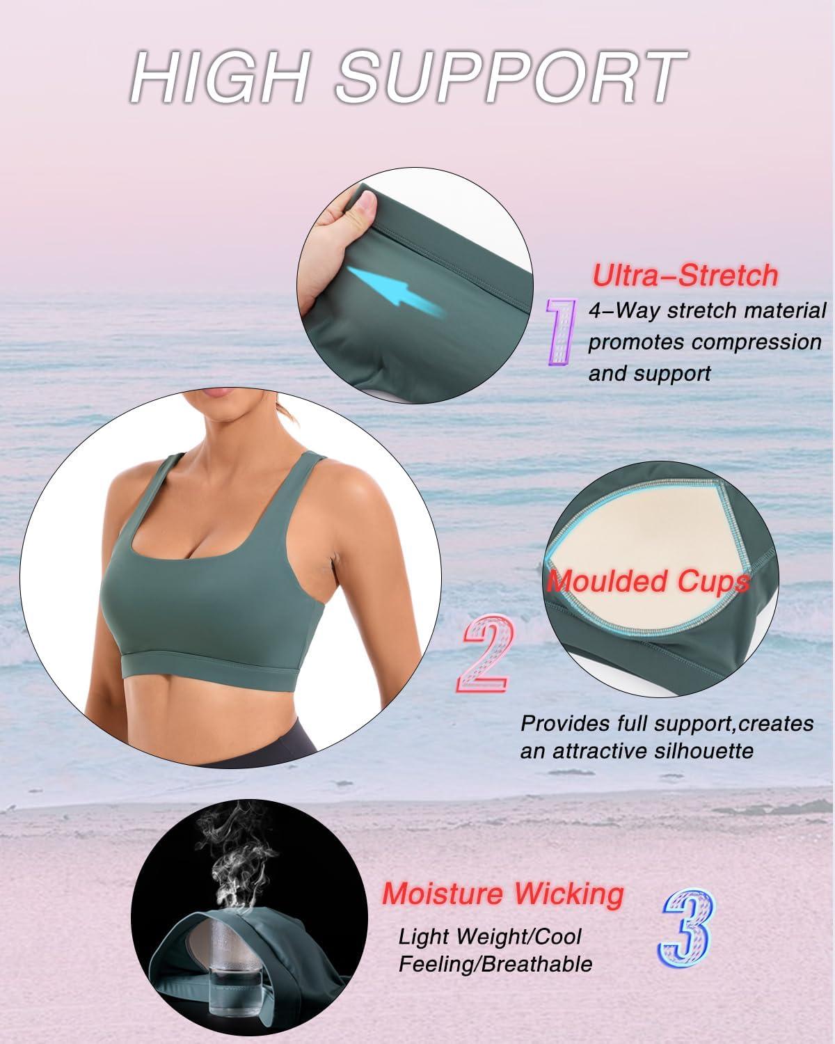 imageRUNNING GIRL Sports Bras for Women Molded Cup High Impact Sports Bra Workout Bras for Women High Support RacerbackBash Green