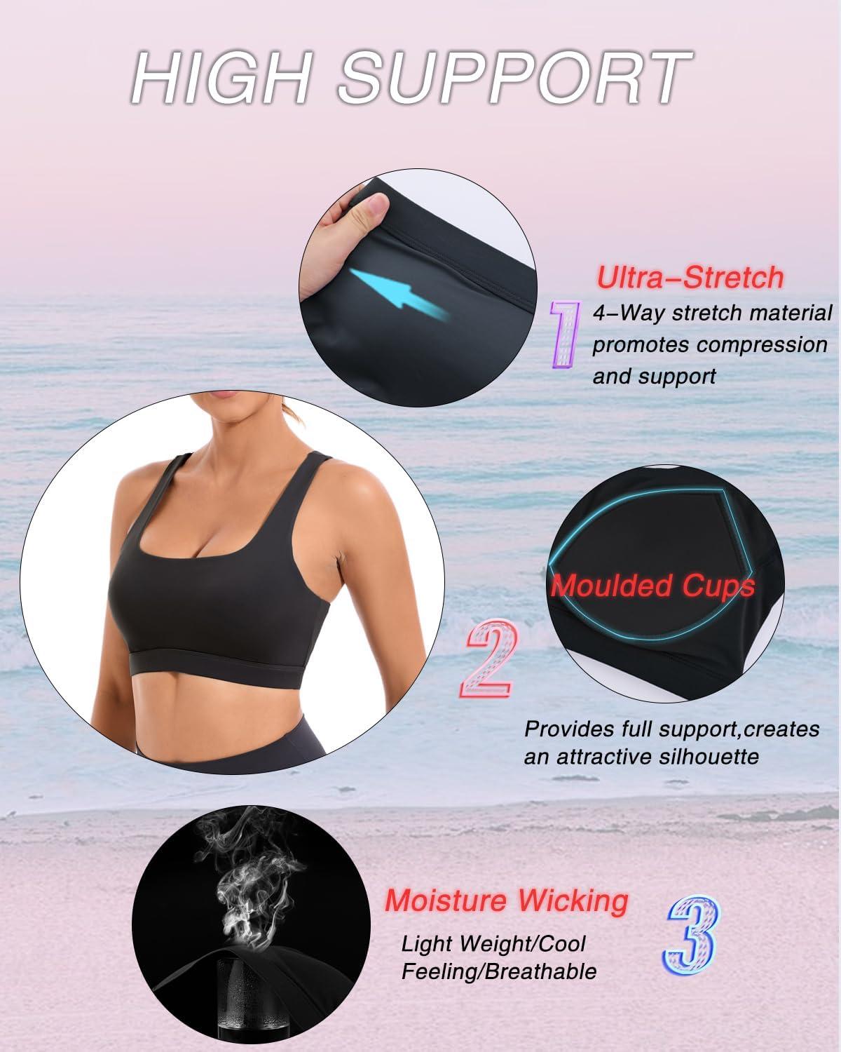 imageRUNNING GIRL Sports Bras for Women Molded Cup High Impact Sports Bra Workout Bras for Women High Support RacerbackBblack