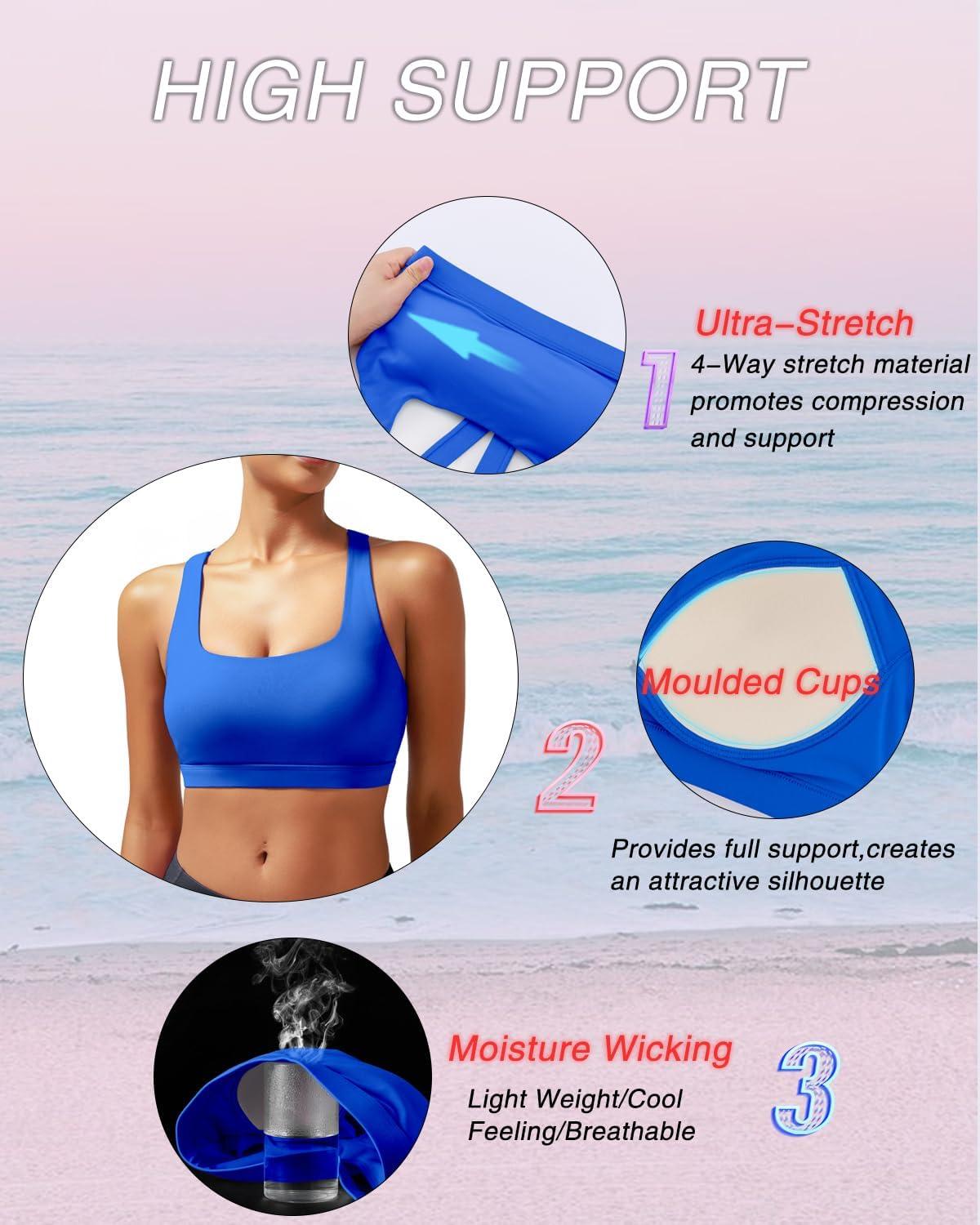 imageRUNNING GIRL Sports Bras for Women Molded Cup High Impact Sports Bra Workout Bras for Women High Support RacerbackBcerulean Blue