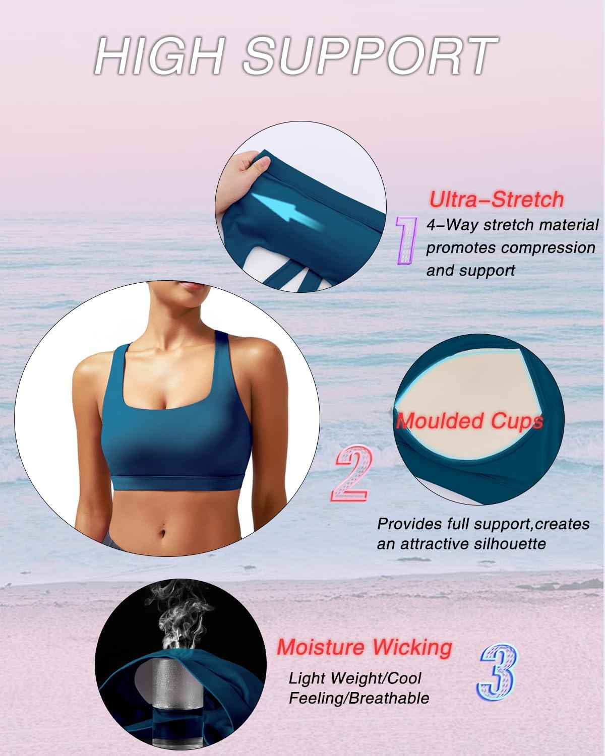 imageRUNNING GIRL Sports Bras for Women Molded Cup High Impact Sports Bra Workout Bras for Women High Support RacerbackBnavy