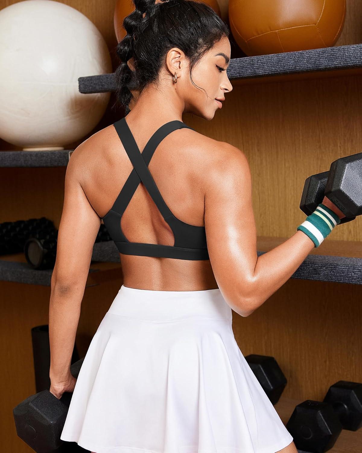 imageRUNNING GIRL Sports Bras for Women Molded Cup High Impact Sports Bra Workout Bras for Women High Support RacerbackDblack